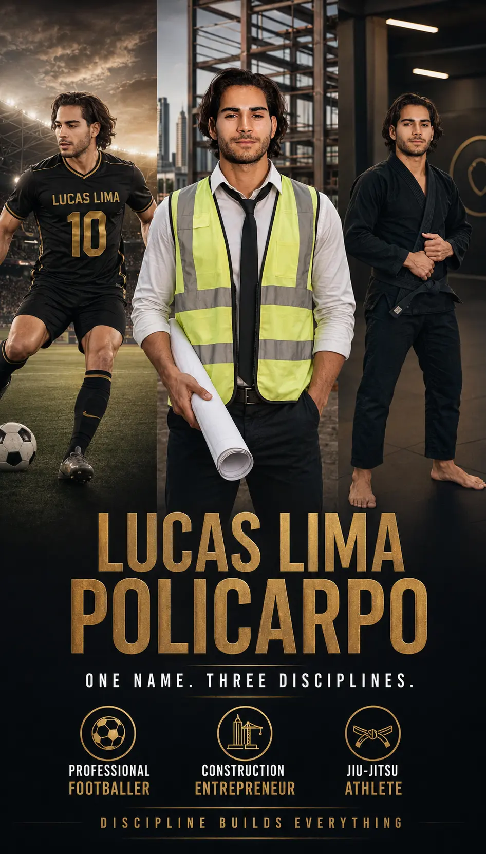 Lucas Lima Policarpo as footballer, construction entrepreneur and jiu-jitsu athlete